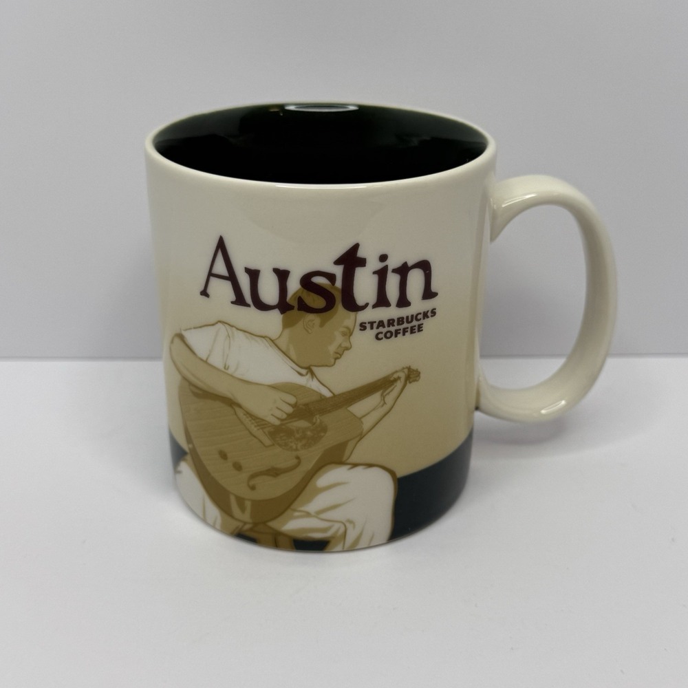 Starbucks‎ 2012 City Collectors Series Mug Austin Texas Guitar Green 16 Oz